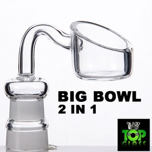 Bigger Bowl Pure Quartz Banger Nail 14mm 18mm Frosted Joint 2 en 1 en gros, Free Fast DHL