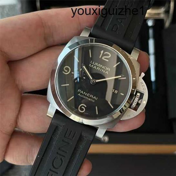 Montre de bracelet exclusive Panerai Strap en caoutchouc en acier céramique titane métal mécanique automatique mécanique de montre masculine Luminor série pam01312 diamètre 44 mm