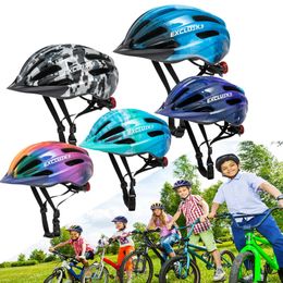 Exclusky Kid Bike Helmet met LED Light Sun Visor 513 jaar oude jongens Girls Girls Ultralight Road Mountain Safety Cycling 240401