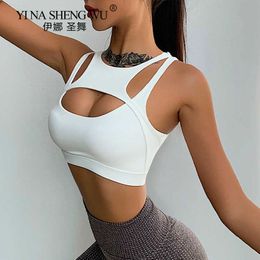 Oefening Fitness Clothing Push Up Shockproof Running Jogger Sport Bra Dames Hollow Out Patchwork Fitness Gym Training Vest Ademend Sexy Yoga Crop Tops J230213