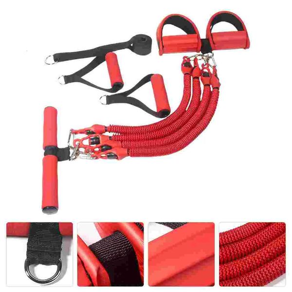 Bandes de résistance d'exercice quatre tubes de traction de traction de corde pédale de tension de pied pédales sportives yoga rouge 240407