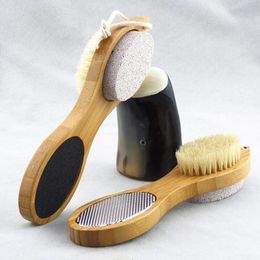 Exfoliating Dead Skin Remover Foot Massager Houten Voeten Borstel met Natural Boar Bristle and Pumice Stone Feet Brush Snelle verzending