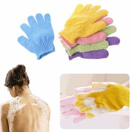 Guantes exfoliantes Mitt Bath Shower Scrubbers Scrub Tan Dead Skin Removal Exfoliator Guantes de baño elásticos de cinco dedos