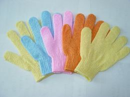 Guantes exfoliantes para la piel, baño corporal, ducha, lufa, mitones de nailon, masaje, Spa, baño, guantes para dedos, envío gratis