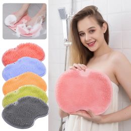 Brosse de massage de douche exfoliante Brosse de salle de bain Anti-Skid Mat Silicone Foot Brush Lazy Man's Magic Tool pour frotter les outils de bain de bain