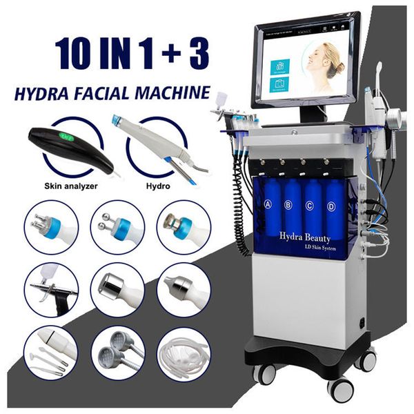 Exfoliants Visage Nettoyage en profondeur Dermabrasion Machine Machine de microdermabrasion noire Machine d'infusion d'oxygène Facial avec analyseur de peau