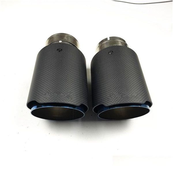 Tubo de escape 2 piezas Akrapovic Tubos de extremo de carbono mate Puntas de silenciador único para automóvil para Benz Vw Blue Drop Delivery Automóviles Motocicletas Aut Otvna