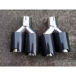 Tubo de escape 2 PCS Coche Fibra de carbono Tubos de extremo doble para salida de 92 mm M Rendimiento Puntas duales Entrega de caída Automóviles Motocicletas Auto Ot0Ta