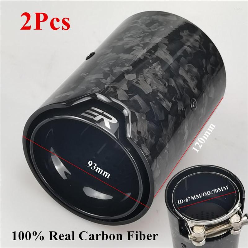 Exhaust Pipe 70MM IN 93MM OUT Universal Glossy Forged Real Carbon Fiber Tip For M