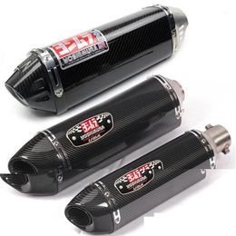 Tubo de Escape coche Dvr 51Mm motocicleta para Yoshimura silenciador falso fibra de carbono acero Escape Moto Pitbike Benelli Trk 502 C Dhjzi