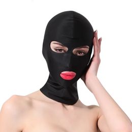 Acessórios Fetiche Exóticos de Elasticidade Sexy Máscara de Olho Rosto Cheio com Boca Aberta para Homens Mulheres Jogos Sexuais Flertar Produtos Eróticos 240109