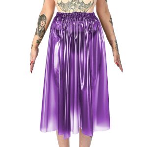 Exotische sexy doorzichtige vinyl plastic midi-rokken transparant PVC effen A-lijn hoge taille elastische taille feestrokken clubwear