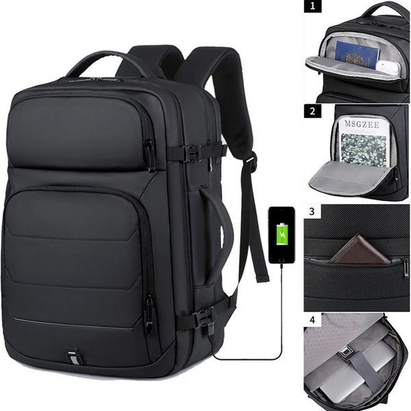 Extensible hommes 17 pouces sacs à dos d'ordinateur portable étanche sac pour ordinateur portable USB cartable sport voyage école Pack sac à dos pour homme 240229