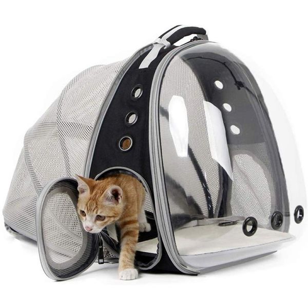 Mochila expandible para mascotas y gatos, cápsula espacial, burbuja transparente, portador QET portátil para perros pequeños, mochila de viaje para senderismo L2740