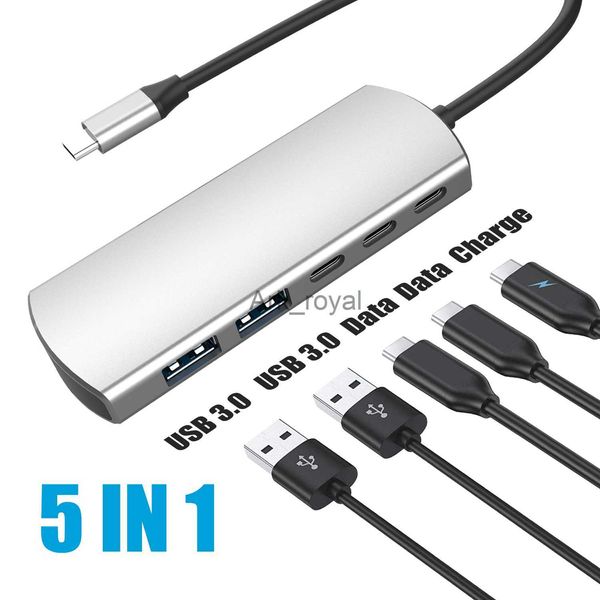 Accessoires de cartes d'extension 5 IN 1 Type C Hub Multi Charge Splitter Adapter Avec Data Docking Station USB 30 Slot Pour Macbook Pro Air PC Computer J230721