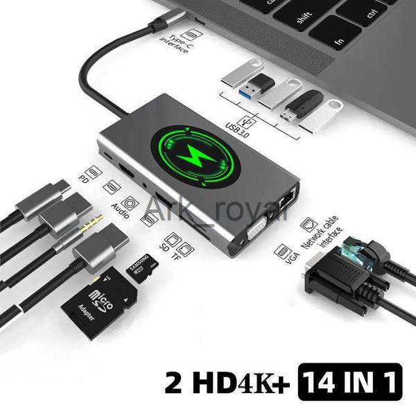Accesorios para placas de expansión Estación de acoplamiento tipo C HUB a HDMI Adaptador compatible OTG Vga RJ45 Lan Multi puerto USB 30 PD USBC Splitter para MacBook Pro Air J230721