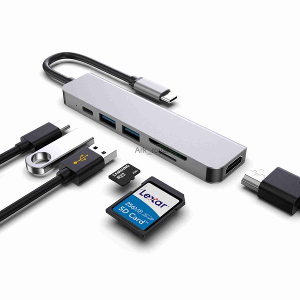 Accesorios de placas de expansión USB C 6 en 1 Tipo C HUB a USB 30 USBC PD Ranura para tarjeta SDTF HDMI 4K Estación de acoplamiento para MacBook Pro Air Accesorios Splitter J230721