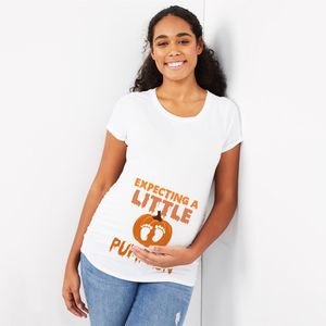 Verwacht een klein pompoen herfstkondiging aan aankondiging shirt grappige Halloween moeder moeder om zwangerschap te zijn t -shirts babydouche