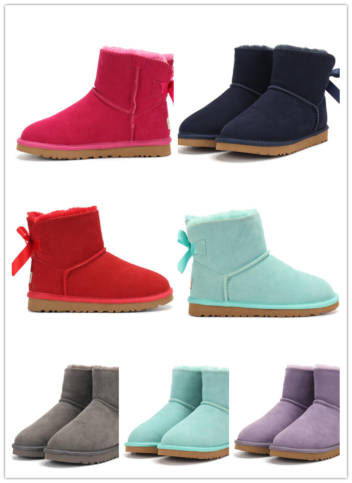 Uitgaven ugitys Australia Snow Boots Luxe Ugglie Brandontwerper Bow Woolen Boots Winter Warm schoenen WGGS Medium Boots 12 Kleuren beschikbaar 3281