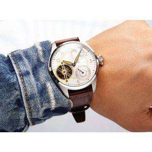 cher menwatch iwc montre hommes marque dix-huit montres de haute qualité auto mécanique uhren super lumineux date watchmen bracelet en cuir montre pilote luxe ZV1Y