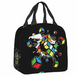 Explosión de Rubix Rubiks Magic Cubo Resiodo Lorzuelo Regalo Matemáticas Enfriador de alimentos térmicos Bolsa de almuerzo aislada Niños escolares N2HT#