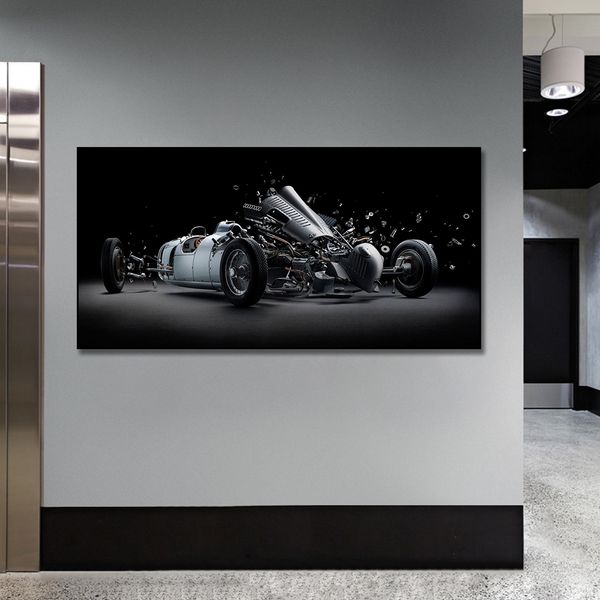 Póster de coche deportivo explosivo, pintura de 24 horas de Le Mans, impresión en lienzo, decoración de pared nórdica para el hogar, imagen artística para sala de estar
