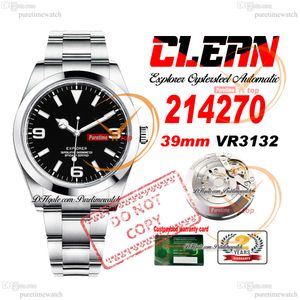 Explorer 214270 39mm VR3132 montre automatique pour hommes Clean Factory CF lunette polie cadran noir Bracelet en acier 904L Super édition Puretimewatch Reloj Hombre