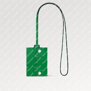 Collier porte-cartes Explosion hot M83153 Vert cactus Rabat avant double fermeture à pression longue sangle fine accessoire compact et pratique Quincaillerie couleur palladium