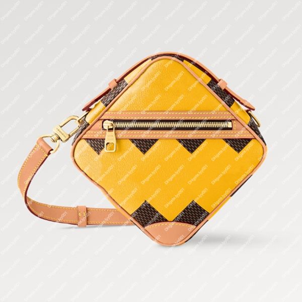 Explosión bolsos de hombres calientes n40562 Pista Amarillo Azz Amarillo Pop Bolsos recubiertos de lienzo Bag Messenger Breadhide-cuero de cuero Diseño de forma de forma distintiva Caja de cuerpo transversal