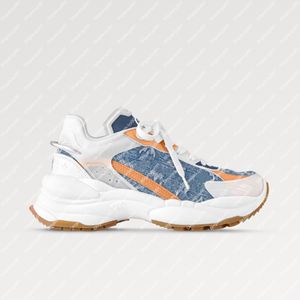 Explosión caliente Zapatillas de deporte 1ACHTV Run 55 para mujer Zapatillas para correr Materiales técnicos Denim Piel de becerro natural Zapatillas urbanas Diseño Suela de goma levantada Zapato deportivo azul