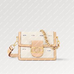 Explosión Hot Women's Mini Dauphine M24841 Multicolor Beige Flap Lock Lock Magnetic Capsule Nautical Motif 66 Hilos trenzados de diferentes colores cadena trenzada