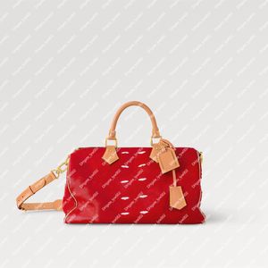 Explosie Hot Dames Speed Y P9 Bandoulier E 40 M24420 ROOD Soft Kalfsleer Hoofdcompartiment Lock Naam Tag Key Bell Bright Leather Ultra-luxe binnen Trio Flat Pocket