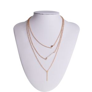 Explosie Modellen Europa en de Verenigde Staten Buitenlandse Handel Sieraden Mooie Mode Simple Pearl Sticks Multi-Layer Pak Necklace