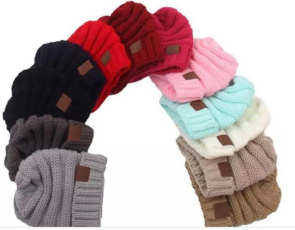 Modelos de explosión Sombreros de invierno para niños Beanie Warm Hat color sólido lana Knit Beanies For Child Outdoor Knitted Skullies Baggy Caps