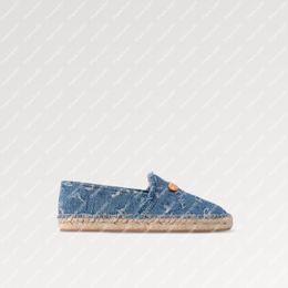 Explosie NIEUWE heren Dames 1ACI9S Helios platte espadrille ontspannen gebleekte denim ruwe randen espadrille zool gevlochten touw rubberen zool draag verbeterd lederen label in reliëf