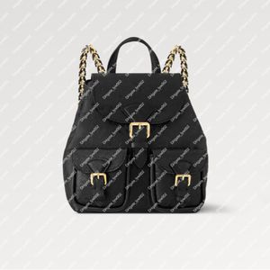 Explosion New Women's Backup M47072 Noir Black Rossed Grared Cowde Leather Magnetic Flap Close 2 Poches de rabat avant Pouche Placeful Sac à dos Polvale