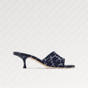 Explosion New Women's Neo Revival Mule 1ACS4l Navy Blue Broidered Cuir en cuir en cuir extérieur chaton féminin talon