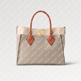 Explosion New Women's de mon côté MM M53825 Galet Grey Twist Calfskin Système de fermeture de tufting Lock Perfect Everyday Sac Tote Tote Volume Square Essentials Signé