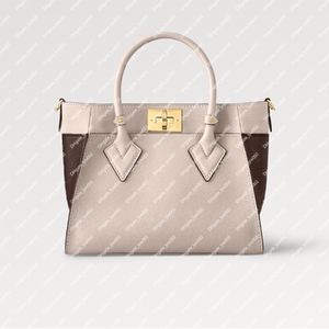 Explosie Nieuwe dames aan mijn zijde PM M57729 Greige Sluitingssysteem Hook Compact Tote Bag Classic Atorabele dagelijkse tas brede riem op trendy cross-body dragen twee top handgrepen