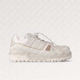 Explosion new Women's RUNWAY Trainer Maxi Sneaker 1ACNY1 Cuir de veau blanc Lacets techniques stoppeur emblématique avant-gardiste Signatures de la maison basket-ball vintage