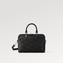 Explosion NOUVEAU Sac à main Speed y 25 M24206 pour femme Cuir d'agneau noir Poche intérieure zippée à l'arrière Double fermeture à glissière cadenas deux poignées supérieures en cuir roulé capacité généreuse