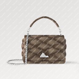 Bolsas para mujeres de explosión M23045 GO-14 mm Taupe Lingo de cuero de color plateado Mirador de bloqueo de hardware de hardware España 2024 Cadena de cordero acolchado Tostada Tostada Cadena de deslizamiento