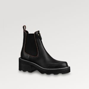 Explosion Bottines Beaubourg pour femmes 1A8949 Bottines Chelsea en cuir de veau noir Panneaux latéraux élastiques patch en toile en relief boucle arrière coutures blanches Compteur avec boîte