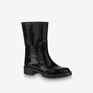 Explosion DROPS FLAT HALVE LAARS 1A8QV0 regenlaarzen voor dames Zwart, volledig waterdicht rubber Leren binnenzool Rubberen loopzool met profiel Luxe designer Toonbank met doos