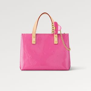 Explosion Femme M24028 Nouveau Remix Reade PM sac mode chatoyant Vernis cuir de vachette naturel épaule supérieure pastel Néon Rose Pince à cheveux de couleur assortie exactement