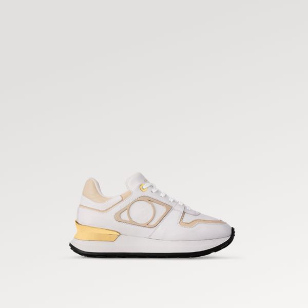 Explosion Neo Run Away Sneaker 1ACGMW Blanc Beige Cuir de veau Chaussures décontractées Cercle gravé oeillets de spoiler palette bicolore spoiler doré Compteur