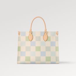 Sac fourre-tout Explosion OnThe Go MM pour femmes N40518 Vert pistache Doublure en sergé Fermeture à crochet Poche intérieure zippée imprimée à plat quatre nuances pastel différentes Assez grand