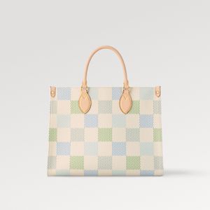 Bolso tote Explosion OnThe Go MM para mujer N40518 Verde pistacho Forro de sarga Cierre de gancho Bolsillo interior con cremallera estampado plano en cuatro tonos pastel diferentes Suficientemente grande