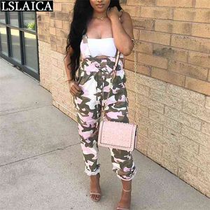 Explosieve Camouflage Overalls Strappy Pockets Casual Volledige lengte Vrouw Broek Mode Gepersonaliseerde Sport Pantalones de Mujer 210515