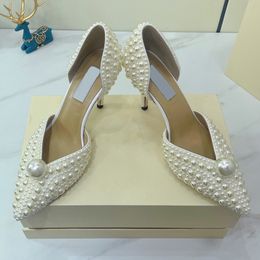 Explosieve modeontwerper White Baotou Commuter trouwschoenen Elegante en extravagante modebloggerster met dezelfde dameshakken Lege Sandal -serie